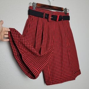Vintage Extreme High Waisted Plaid Shorts 26